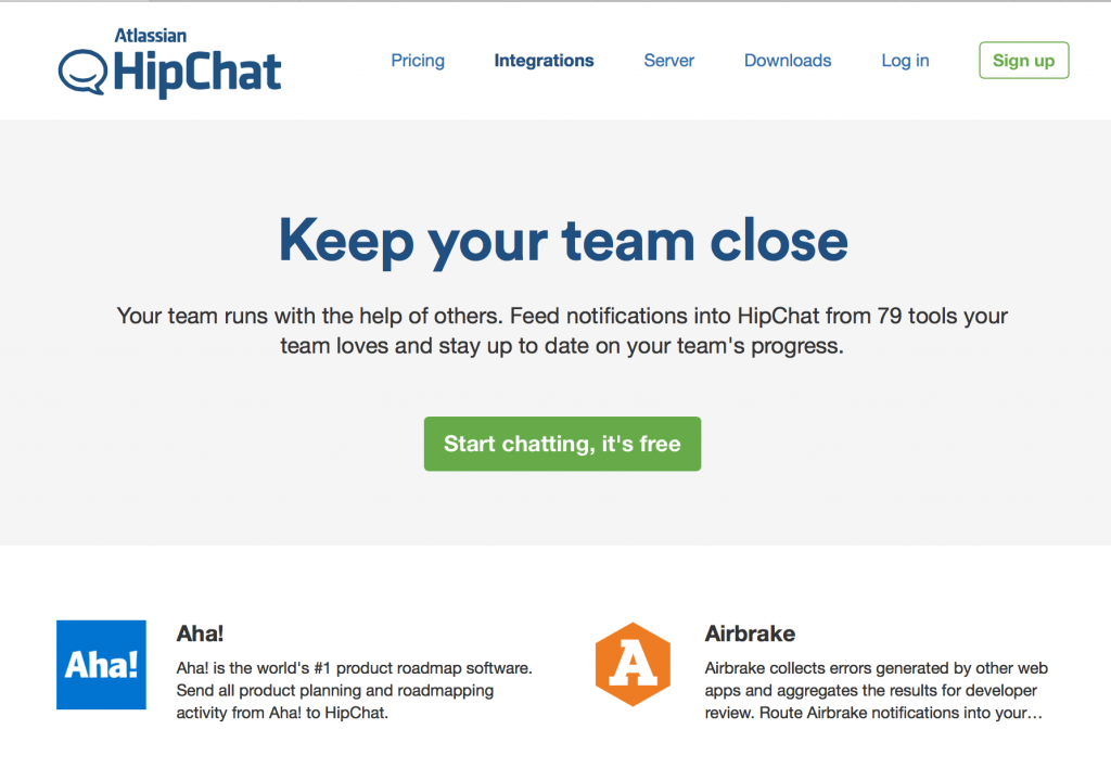 HipChat Integrations Page